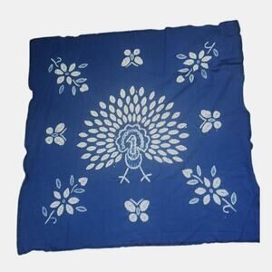 Tie Dye Peacock Cotton Topper Blue 44.5" x 44.5"